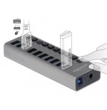 Delock externer superspeed usb hub con 10 puertos + interruptor