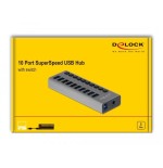 Delock externer superspeed usb hub con 10 puertos + interruptor