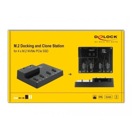 Delock m.2 dockingstation para 4 x m.2 nvme pcie ssd con función de clonación