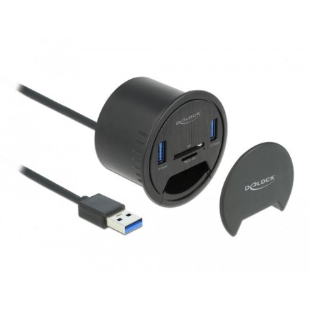 Delock 64152 hub mesa 2 puertos tisch-hub 2 x superspeed usb 3.0 tipo a y lector de tarjetas para sd y micro