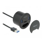 Delock 64152 hub mesa 2 puertos tisch-hub 2 x superspeed usb 3.0 tipo a y lector de tarjetas para sd y micro