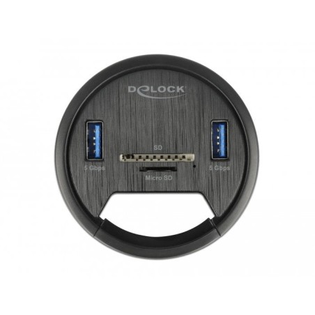 Delock 64152 hub mesa 2 puertos tisch-hub 2 x superspeed usb 3.0 tipo a y lector de tarjetas para sd y micro