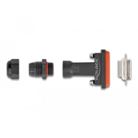 Delock d-sub hd de 26 pines hembra con carcasa ip67 resistente al agua