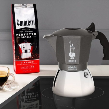 Bialetti brikka induction cafetera italiana negro, acero inoxidable 4 tazas