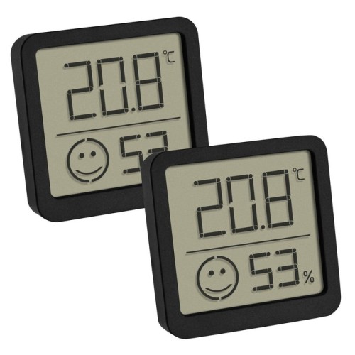 Tfa dostmann digitales thermo-hygrometer 2er set 30.5053.01.02 negro