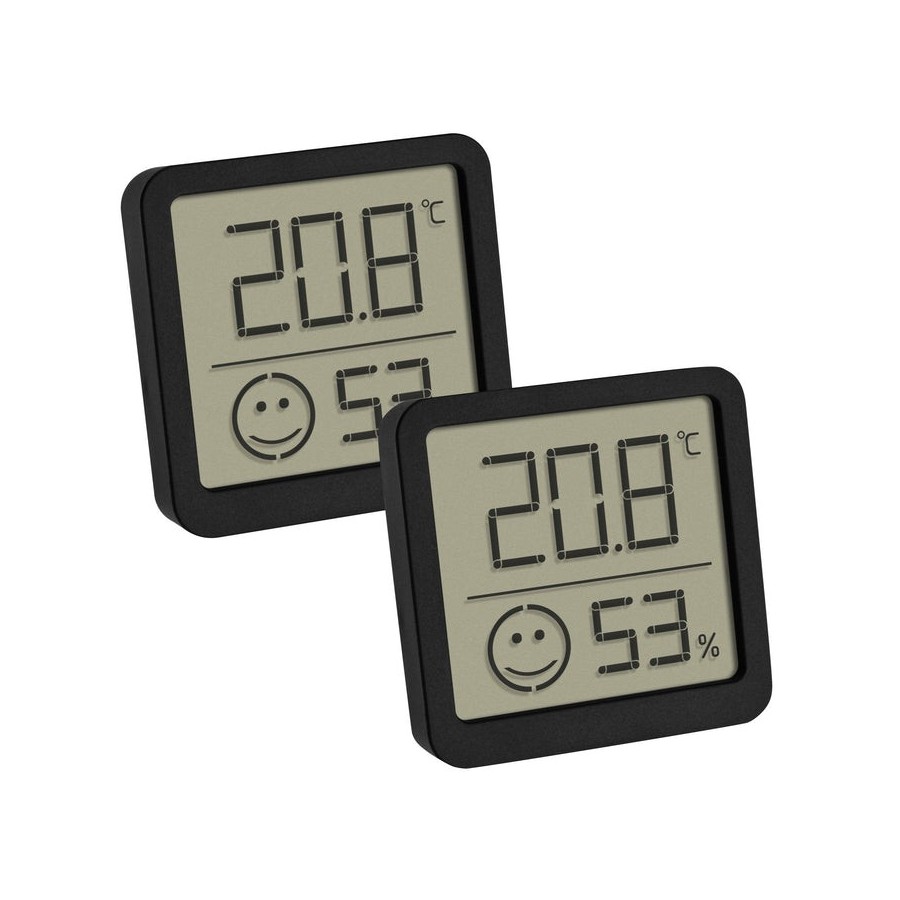 Tfa dostmann digitales thermo-hygrometer 2er set 30.5053.01.02 negro