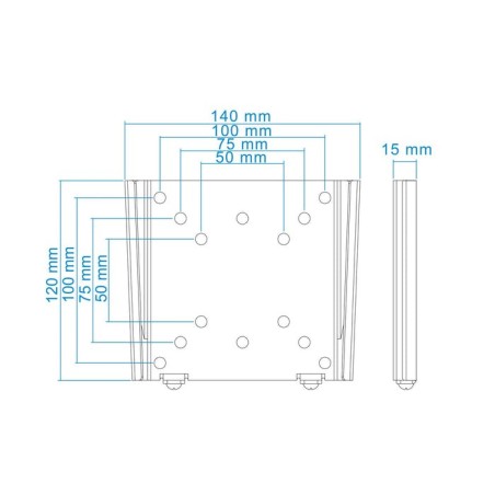 Tooq soporte fijo de pared para monitor de 13"-27" - peso max 30kg - vesa 100x100mm - negro