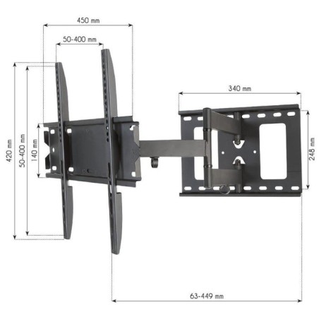Techly soporte de pared para tv 23"-55" full-motion slim