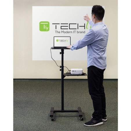 Techly carro universal ajustable para proyector y  portátil con estante negro