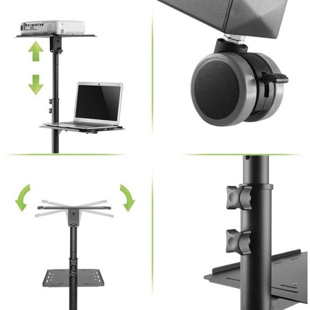 Techly carro universal ajustable para proyector y  portátil con estante negro