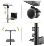 Techly carro universal ajustable para proyector y  portátil con estante negro