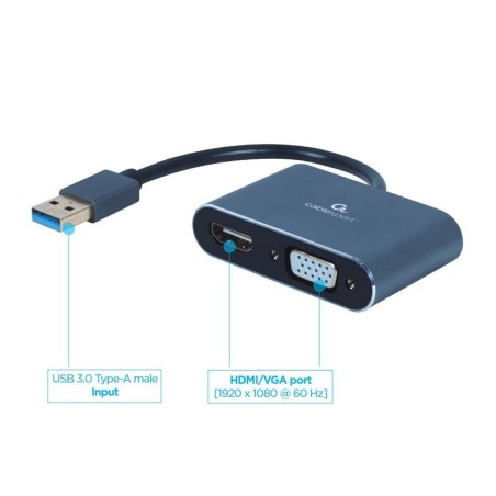 Gembird adaptador usb 3.0 - hdmi + vga space grey a-usb3-hdmivga-01