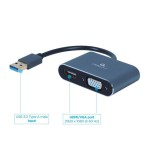 Gembird adaptador usb 3.0 - hdmi + vga space grey a-usb3-hdmivga-01