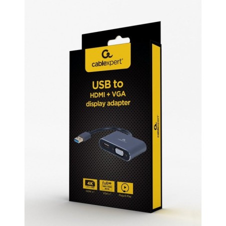 Gembird adaptador usb 3.0 - hdmi + vga space grey a-usb3-hdmivga-01