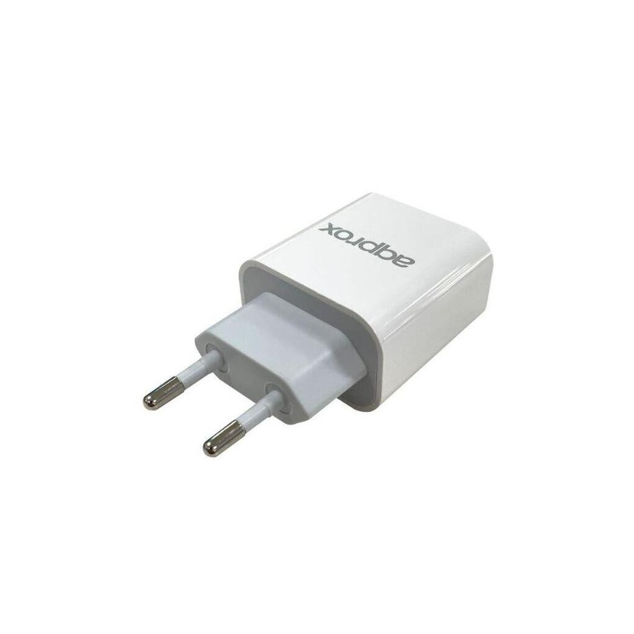 Cargador usb de viaje/pared dual 3.0a type-c blanco approx usb tipo c/ hasta 20w