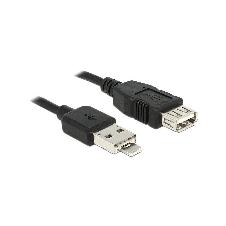 Delock cable combinado usb 2.0 tipo a + micro-b macho  usb 2.0 tipo a hembra otg de 1 m