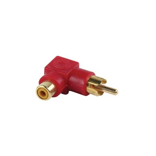 Stereo audio adapter angled 90° rca male - rca female rojo