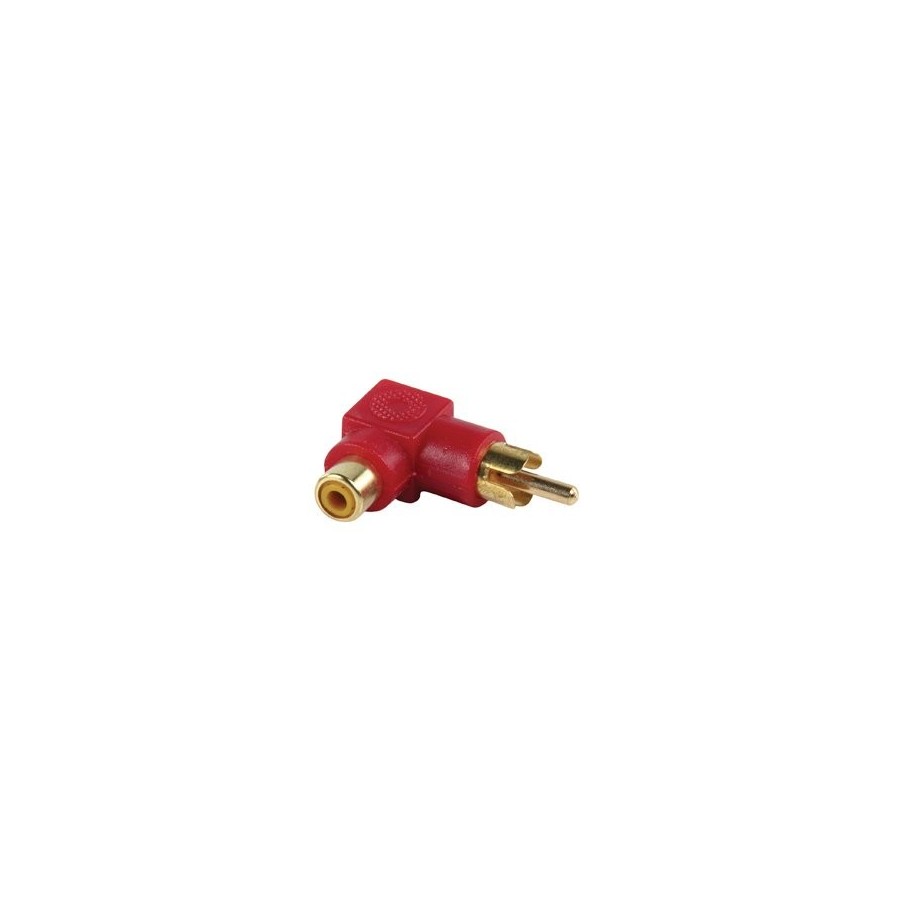 Stereo audio adapter angled 90° rca male - rca female rojo