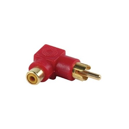 Stereo audio adapter angled 90° rca male - rca female rojo