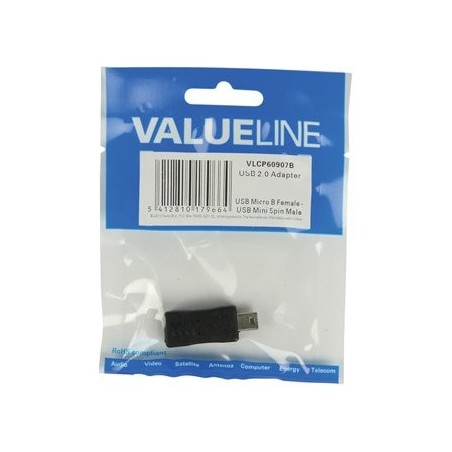 Adaptador usb 2.0 de micro usb b hembra a mini usb de 5 pines macho