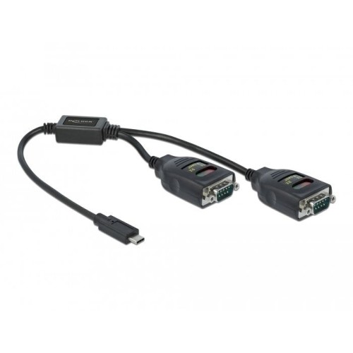 Delock adaptador usb tipo-c a 2 x serie rs-232 db9 con 15 kv esd schutz