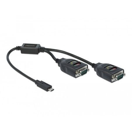 Delock adaptador usb tipo-c a 2 x serie rs-232 db9 con 15 kv esd schutz