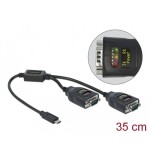 Delock adaptador usb tipo-c a 2 x serie rs-232 db9 con 15 kv esd schutz