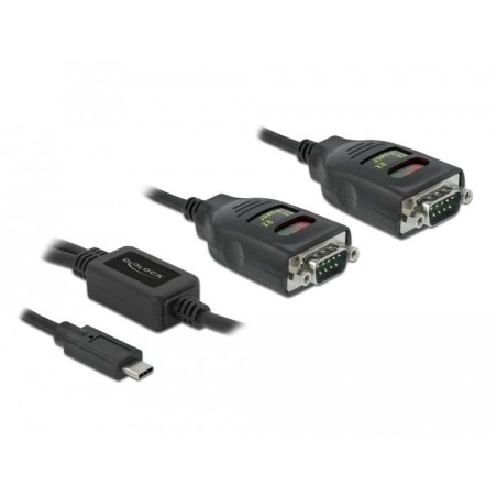 Delock adaptador usb tipo-c a 2 x serie rs-232 db9 con 15 kv esd schutz