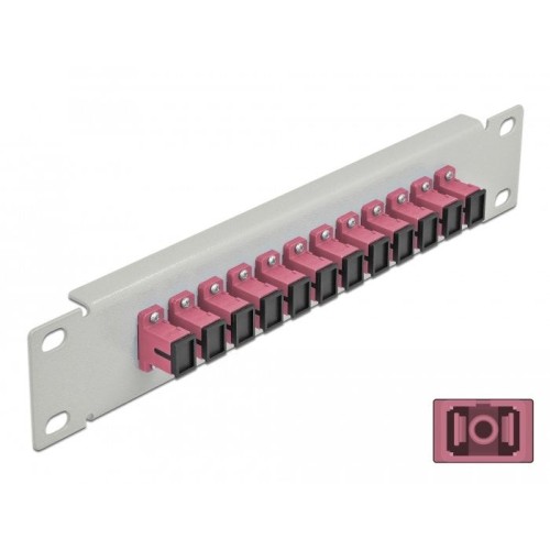 Delock 10" lwl patchpanel 12 port sc simplex violetat 1 he gris