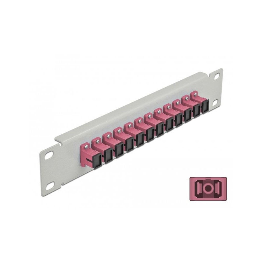Delock 10" lwl patchpanel 12 port sc simplex violetat 1 he gris