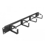 Delock panel de gestión de cables de 19" con abertura y 4 ganchos 1u negro