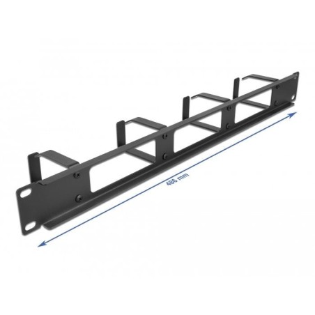 Delock panel de gestión de cables de 19" con abertura y 4 ganchos 1u negro