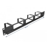 Delock panel de gestión de cables de 19" con abertura y 4 ganchos 1u negro