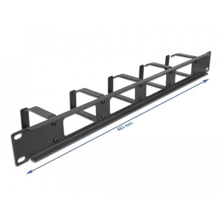 Delock panel de gestión de cables de 19" con abertura y 5 ganchos 1u negro