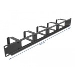Delock panel de gestión de cables de 19" con abertura y 5 ganchos 1u negro