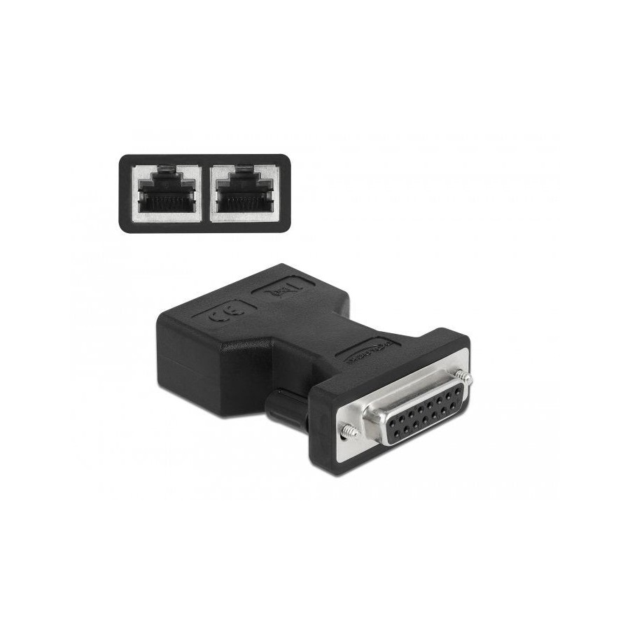 Delock adaptador de d-sub 15 pin hembra a 2 x rj45 hembra