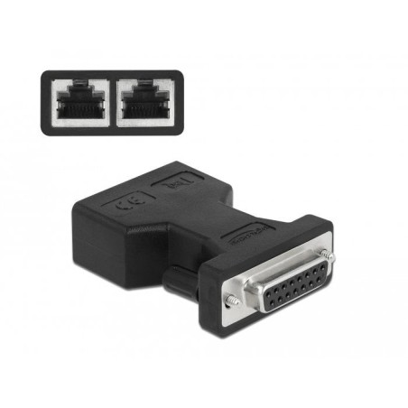 Delock adaptador de d-sub 15 pin hembra a 2 x rj45 hembra