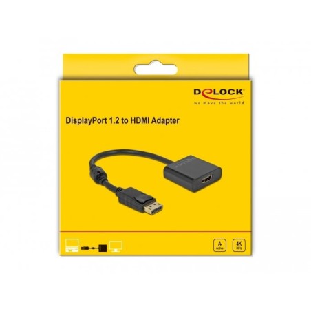 Adaptador displayport 1.2 macho a hdmi hembra 4k activo negro