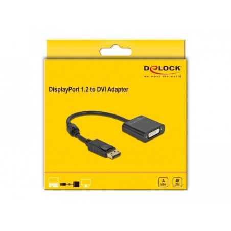 Delock adaptador displayport 1.2 macho a dvi hembra 4k activo negro