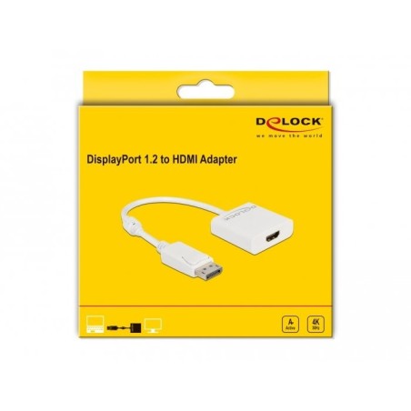 Delock adaptador displayport 1.2 macho a hdmi hembra 4k activo blanco