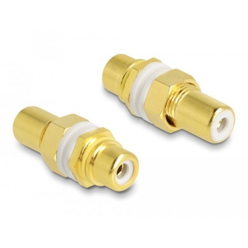 Delock adaptador de audio rca hembra a hembra para instalación, anillo blanco