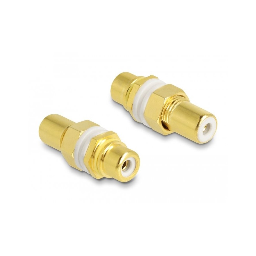 Delock adaptador de audio rca hembra a hembra para instalación, anillo blanco