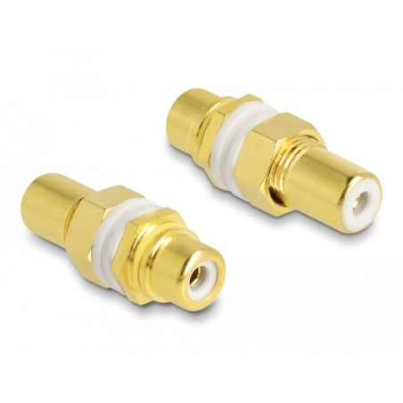 Delock adaptador de audio rca hembra a hembra para instalación, anillo blanco