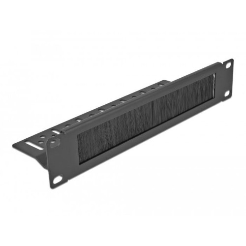 Delock regleta de cepillos para la gestión de cables de 10" con fijación de cables 1u negro
