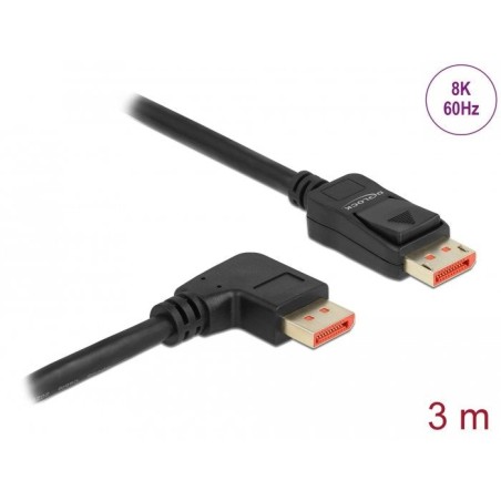 Delock cable displayport macho recto a macho 90° derecha angular 8k 60 hz 3 m