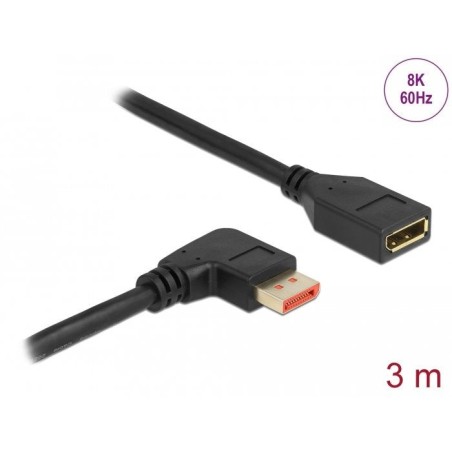 Delock alargador displayport macho 90° derecha angular a hembra de 8k 60 hz 3 m