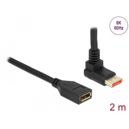 Delock alargador displayport macho 90° hacia arriba en ángulo a hembra de 8k 60 hz 2 m