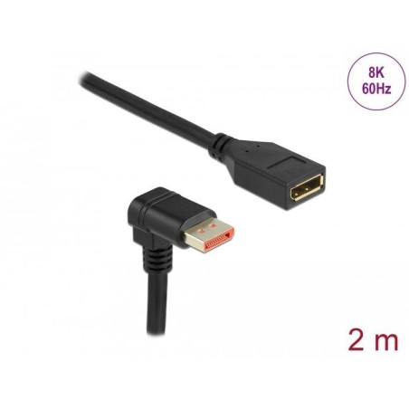 Delock alargador displayport macho 90° hacia abajo en ángulo a hembra de 8k 60 hz 2 m