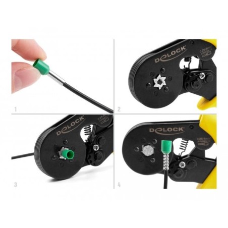 Delock herramienta para prensar terminales de cable autoajustable - hexagonal