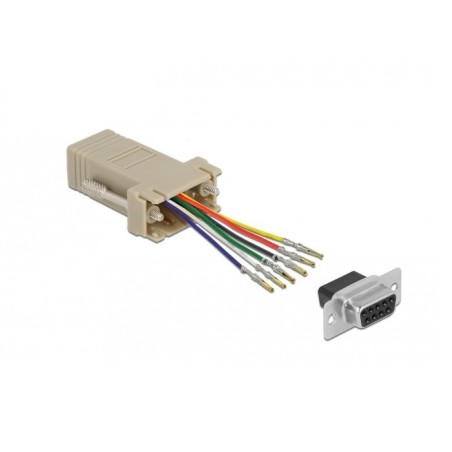 Delock adaptador d-sub hembra de 9 pines a rj12 6p/6c hembra, kit de montaje